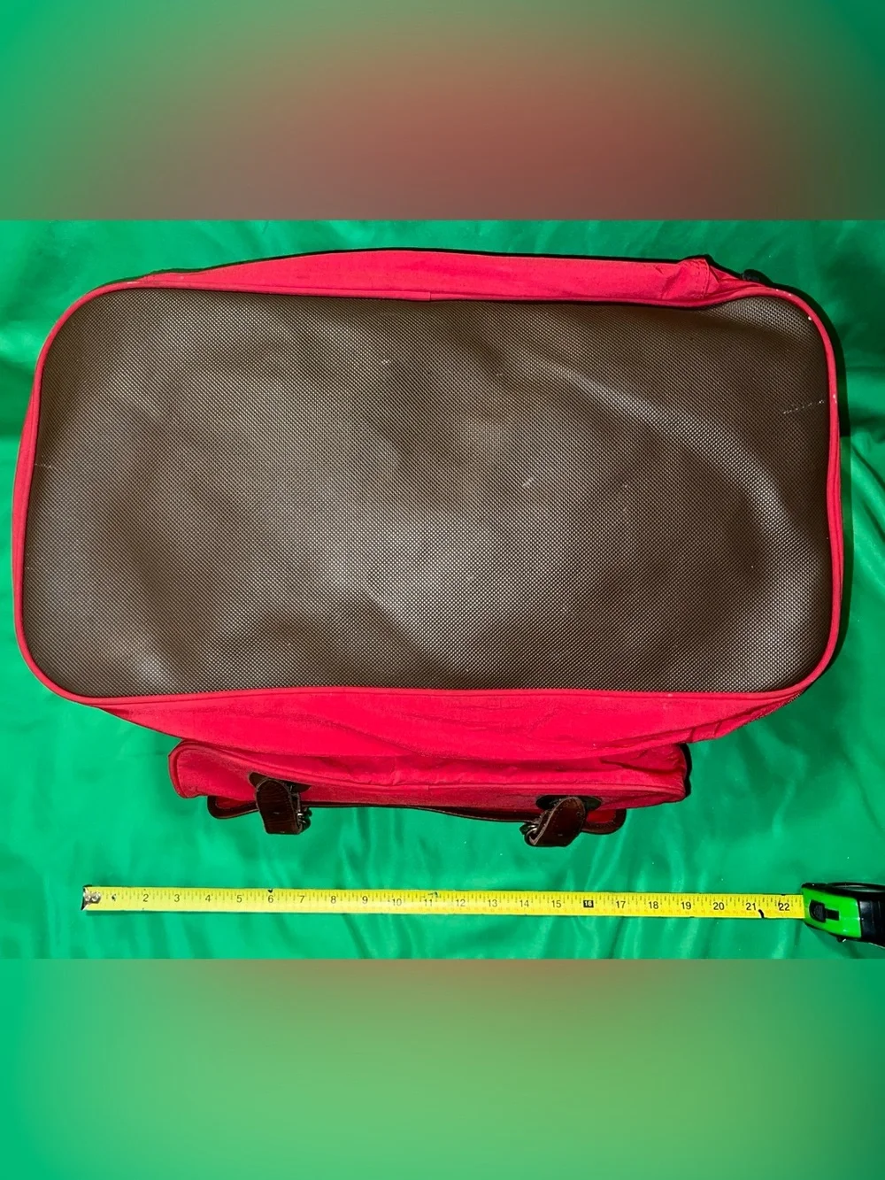 Marlboro Red Duffel Bag with Brown Leather Trim